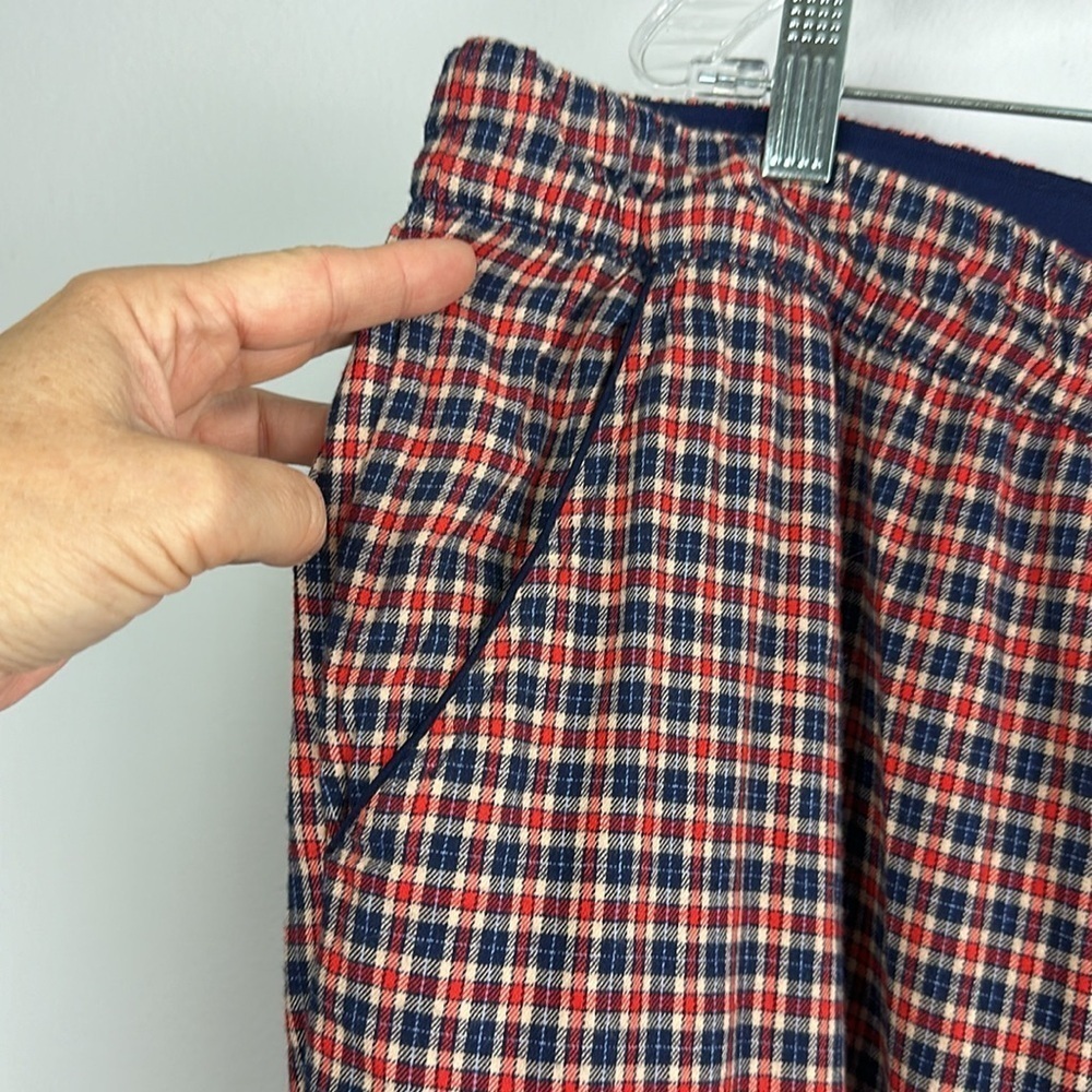 NEW Aerie XXL Flannel Cargo Skater Pajama Pants Red Blue Tan Plaid Pockets Soft - Picture 6 of 16